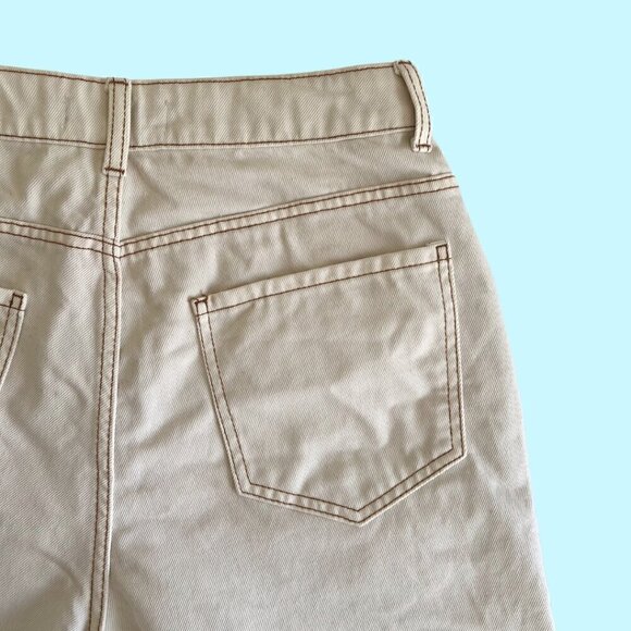 Boyfriend Style Ivory Jean Midi Shorts - Picture 6 of 6